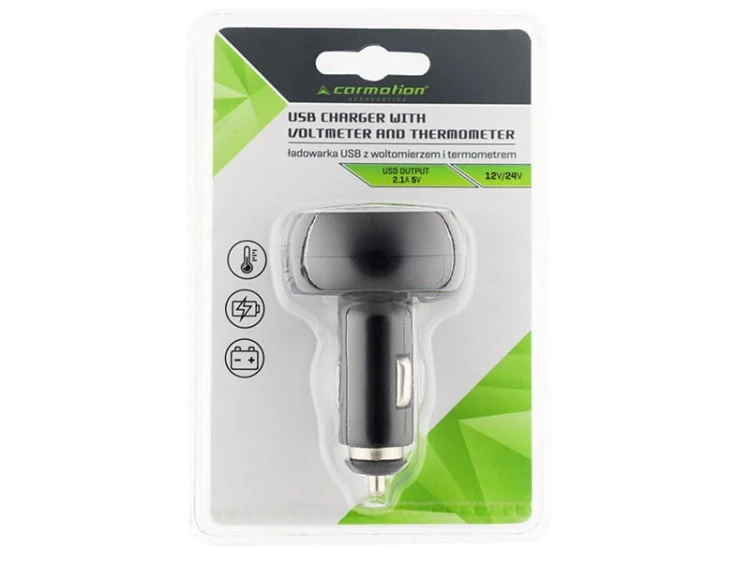 Ładowarka USB 2.1A z woltomierzem i termometrem